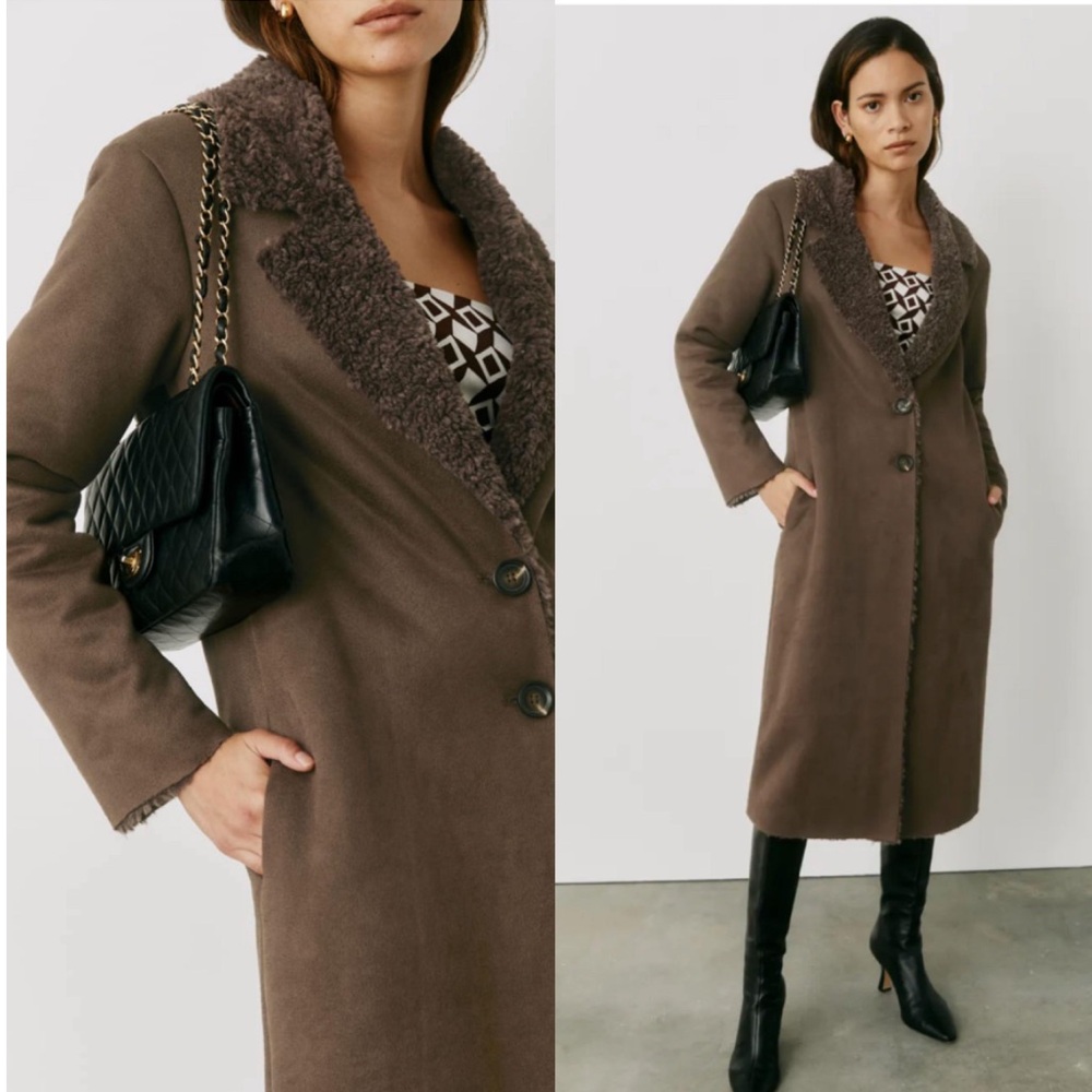 Reformation Edythe Coat chocolate brown size small great condition
